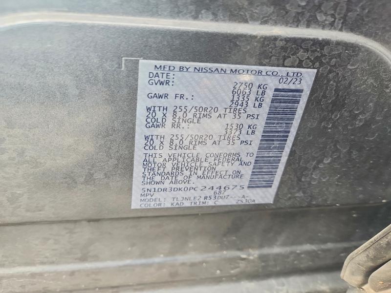 62632886 :رقم المزاد ، 5N1DR3DK0PC244675 vin ، 2023 Nissan Pathfinder مزاد بيع