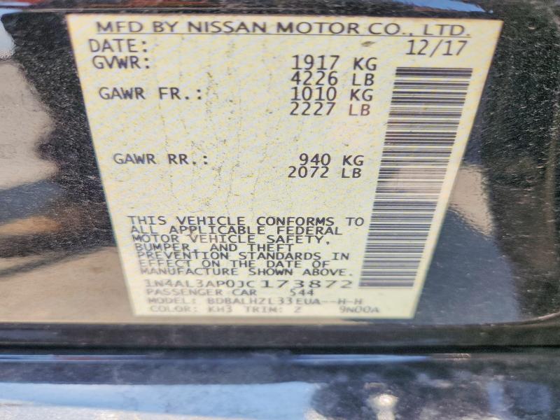 Продаж на аукціоні авто 2018 Nissan Altima, vin: 1N4AL3AP0JC173872, номер лоту: 62718966