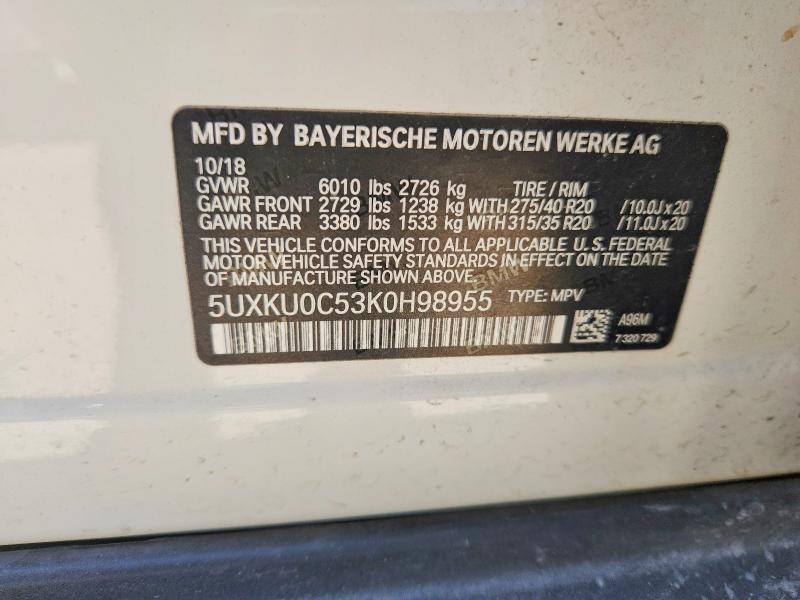 Продаж на аукціоні авто 2019 Bmw X6, vin: 5UXKU0C53K0H98955, номер лоту: 62628316