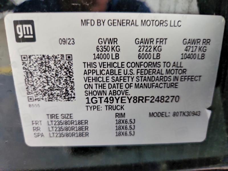 Aukcja sprzedaży 2024 Gmc Sierra, vin: 1GT49YEY8RF248270, numer aukcji: 60608166