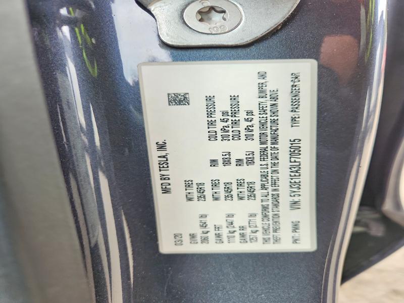 Продаж на аукціоні авто 2020 Tesla Model 3, vin: 5YJ3E1EA3LF705015, номер лоту: 59708066