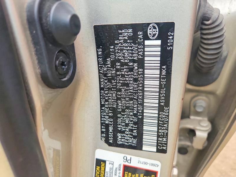 60018706 :رقم المزاد ، 4T4BF1FK6FR450518 vin ، 2015 Toyota Camry مزاد بيع