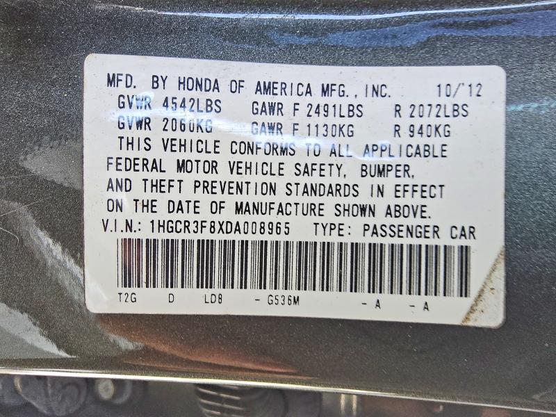 Продаж на аукціоні авто 2013 Honda Accord, vin: 1HGCR3F8XDA008965, номер лоту: 61216396