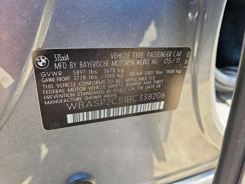 Продажа на аукционе авто 2011 Bmw 535, vin: WBASP2C51BC338206, номер лота: 63312106