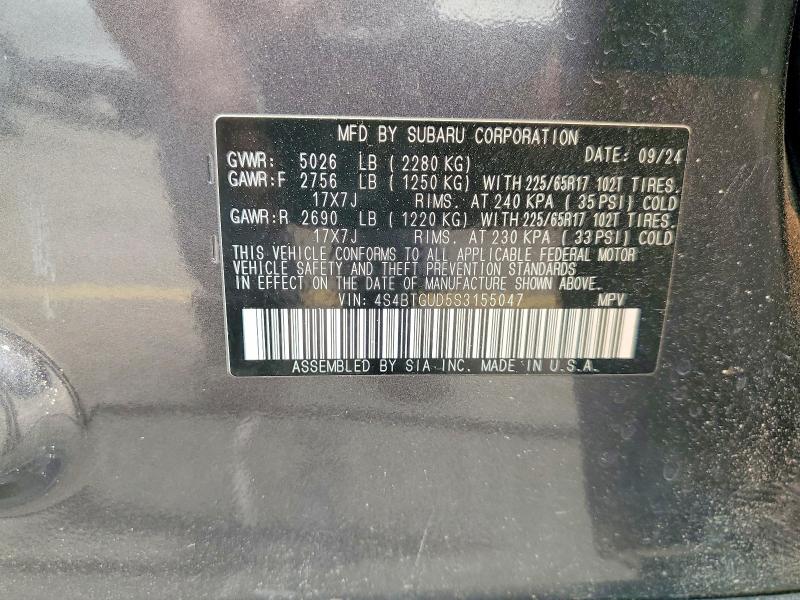 61128916 :رقم المزاد ، 4S4BTGUD5S3155047 vin ، 2025 Subaru Outback مزاد بيع