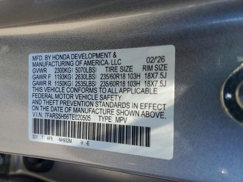 Продажа на аукционе авто 2026 Honda Cr-v, vin: 7FARS5H56TE020505, номер лота: 60053276
