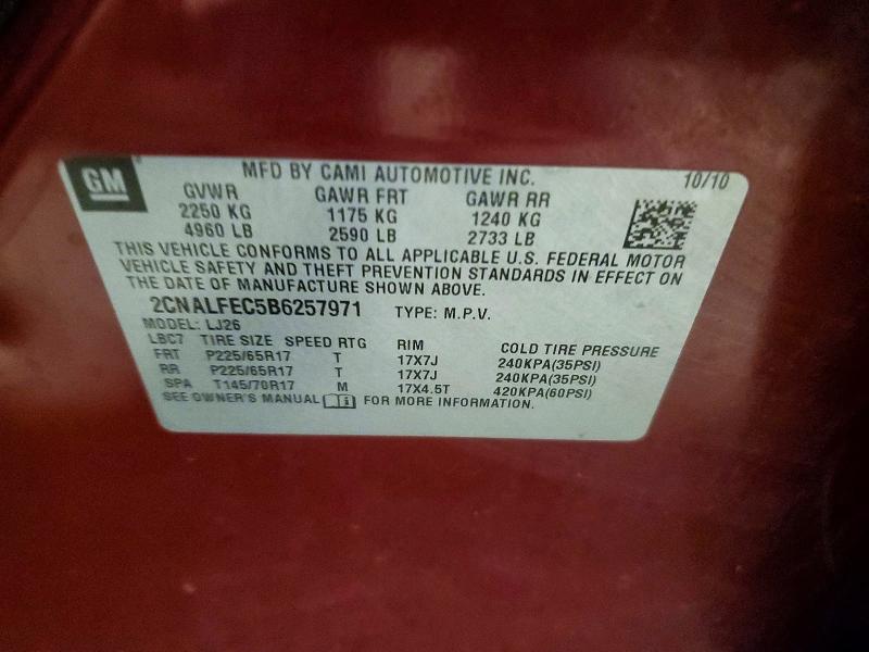 Продажа на аукционе авто 2011 Chevrolet Equinox, vin: 2CNALFEC5B6257971, номер лота: 60230616
