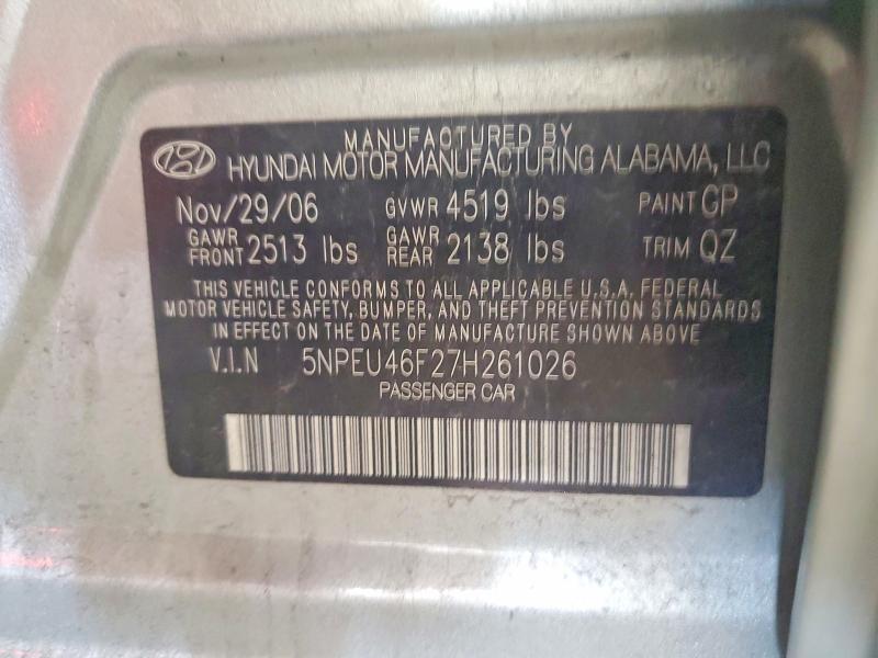 Продаж на аукціоні авто 2007 Hyundai Sonata, vin: 5NPEU46F27H261026, номер лоту: 62865286