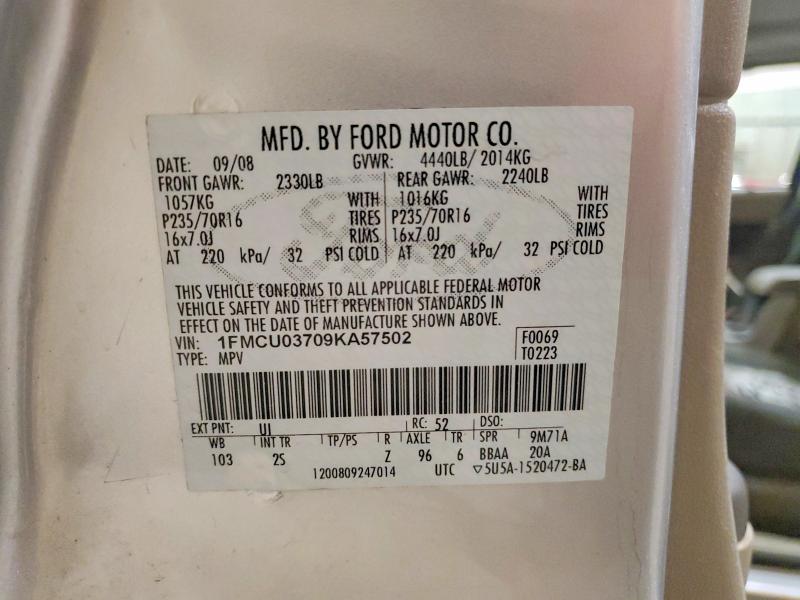 2009 Ford Escape მანქანა იყიდება აუქციონზე, vin: 1FMCU03709KA57502, აუქციონის ნომერი: 61078366