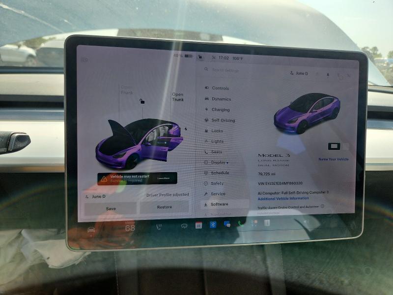 Продаж на аукціоні авто 2021 Tesla Model 3, vin: 5YJ3E1EB4MF860330, номер лоту: 61803106