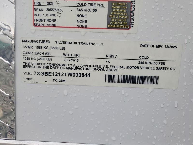 Продаж на аукціоні авто 2026 Silverback Unknown, vin: 7XGBE1212TW000844, номер лоту: 58619776