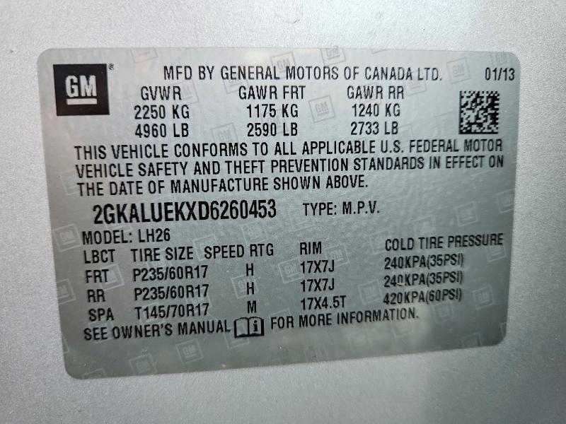 Aukcja sprzedaży 2013 Gmc Terrain, vin: 2GKALUEKXD6260453, numer aukcji: 60926326