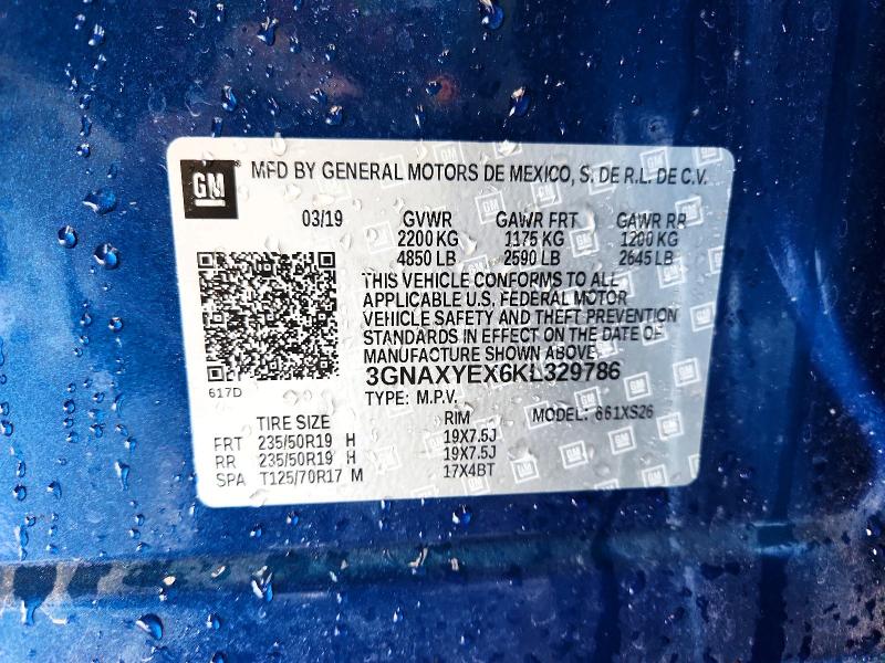 62038666 :رقم المزاد ، 3GNAXYEX6KL329786 vin ، 2019 Chevrolet Equinox مزاد بيع