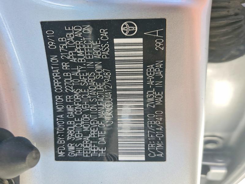 Aukcja sprzedaży 2010 Toyota Prius, vin: JTDKN3DU4A1279487, numer aukcji: 59922456
