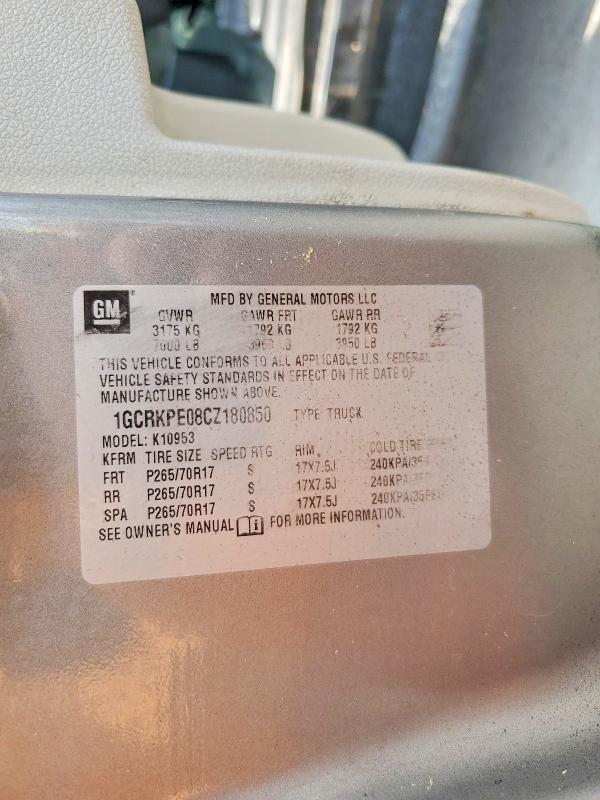 Auction sale of the 2012 Chevrolet Silverado, vin: 1GCRKPE08CZ180850, lot number: 60663256