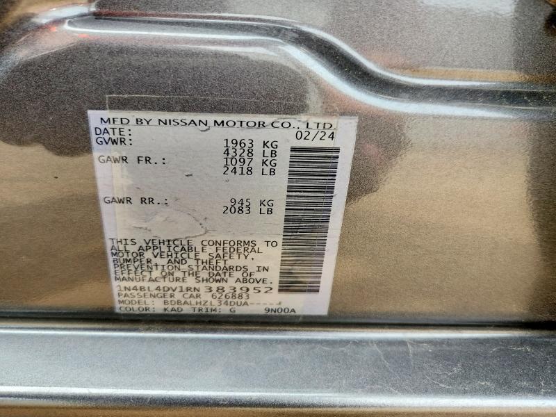 Продаж на аукціоні авто 2024 Nissan Altima, vin: 1N4BL4DV1RN383952, номер лоту: 61845946