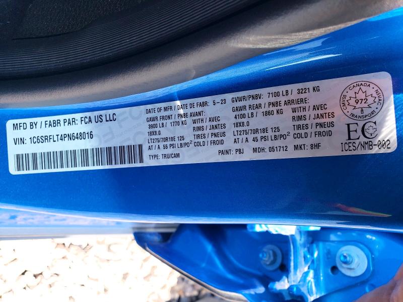 61691496 :رقم المزاد ، 1C6SRFLT4PN648016 vin ، 2023 Ram 1500 مزاد بيع