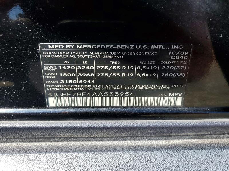 Auction sale of the 2010 Mercedes-benz Gl, vin: 4JGBF7BE4AA555954, lot number: 62990646