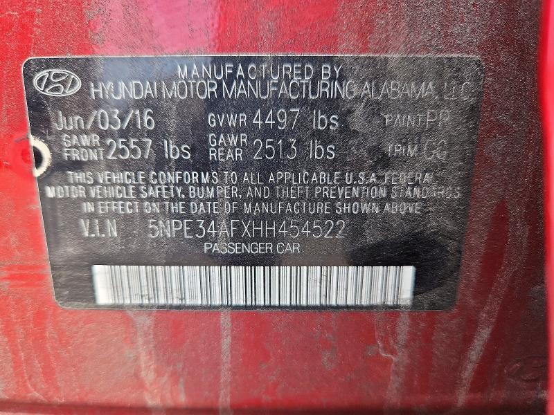 Продаж на аукціоні авто 2017 Hyundai Sonata, vin: 5NPE34AFXHH454522, номер лоту: 59833836