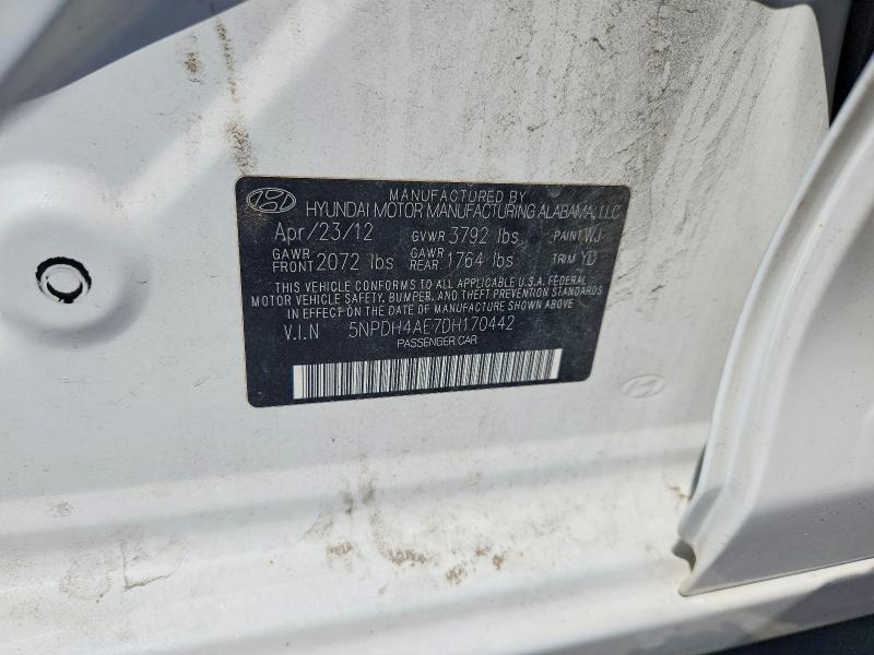 61047286 :رقم المزاد ، 5NPDH4AE7DH170442 vin ، 2013 Hyundai Elantra مزاد بيع