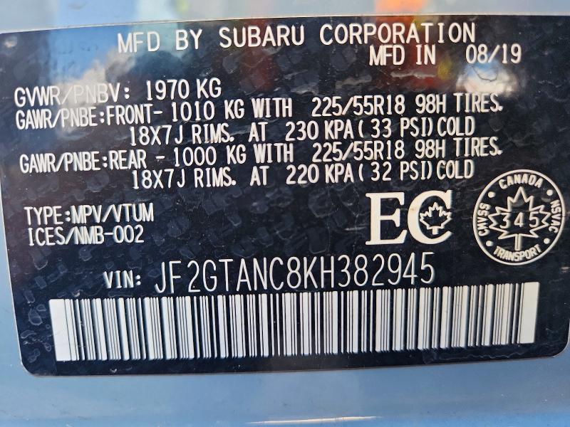 Продажа на аукционе авто 2019 Subaru Crosstrek, vin: JF2GTANC8KH382945, номер лота: 60141516