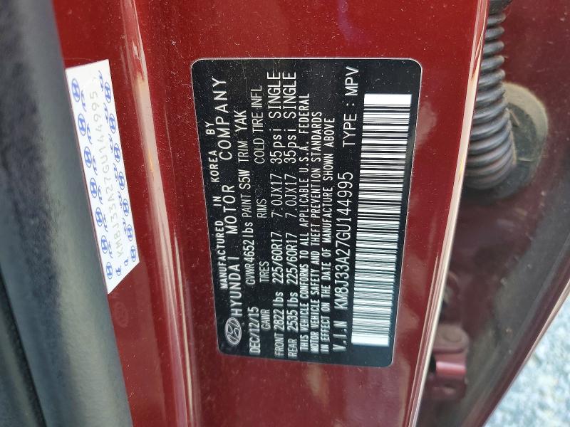 Aukcja sprzedaży 2016 Hyundai Tucson, vin: KM8J33A27GU144995, numer aukcji: 60639356