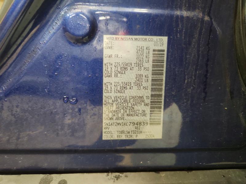 Продаж на аукціоні авто 2019 Nissan Rogue, vin: 5N1AT2MV1KC794839, номер лоту: 59593446