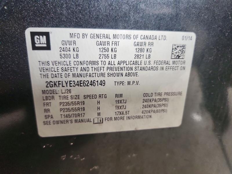 2014 Gmc Terrain მანქანა იყიდება აუქციონზე, vin: 2GKFLYE34E6246149, აუქციონის ნომერი: 59153576