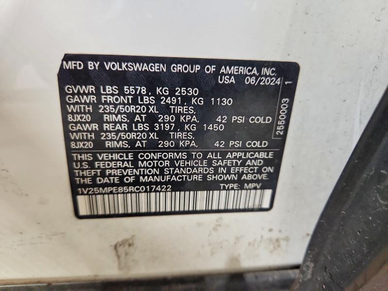Aukcja sprzedaży 2024 Volkswagen Id.4, vin: 1V25MPE85RC017422, numer aukcji: 60615806