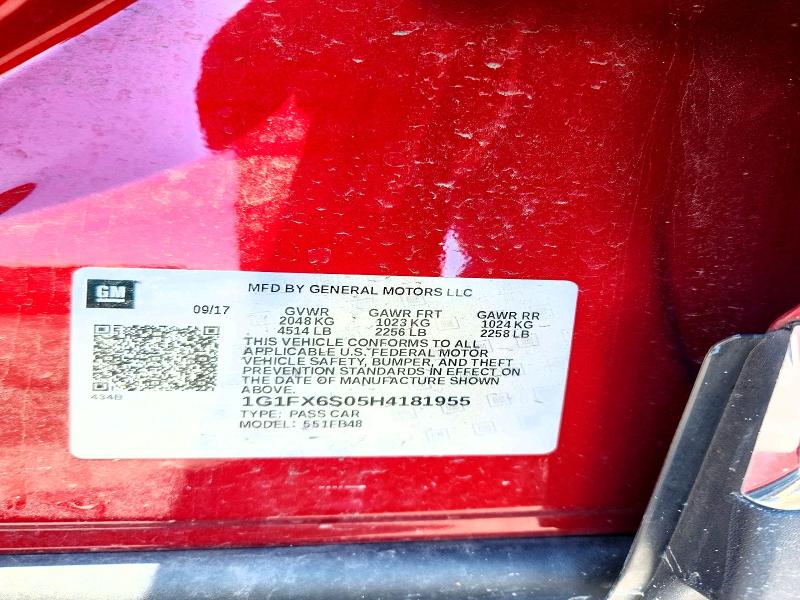 2017 Chevrolet Bolt Ev მანქანა იყიდება აუქციონზე, vin: 1G1FX6S05H4181955, აუქციონის ნომერი: 60134226