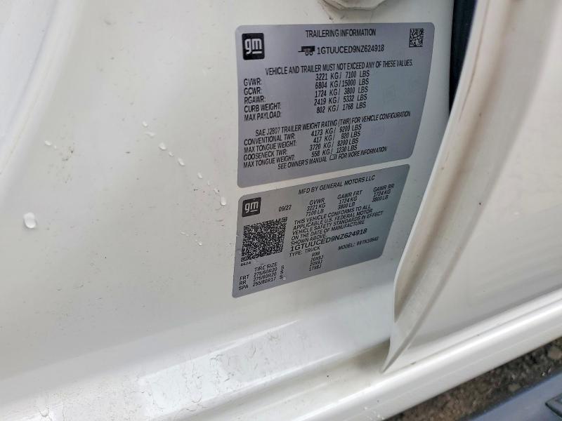 Aukcja sprzedaży 2022 Gmc Sierra, vin: 1GTUUCED9NZ624918, numer aukcji: 59084386
