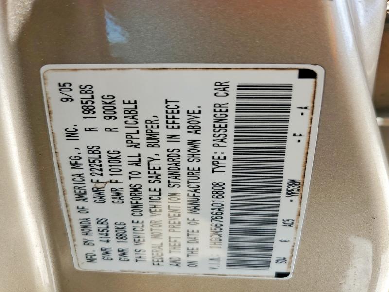 2006 Honda Accord მანქანა იყიდება აუქციონზე, vin: 1HGCM56766A016808, აუქციონის ნომერი: 63024616