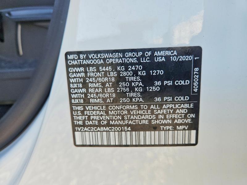 Продаж на аукціоні авто 2021 Volkswagen Atlas Cross Sport, vin: 1V2AC2CA8MC200154, номер лоту: 60809946