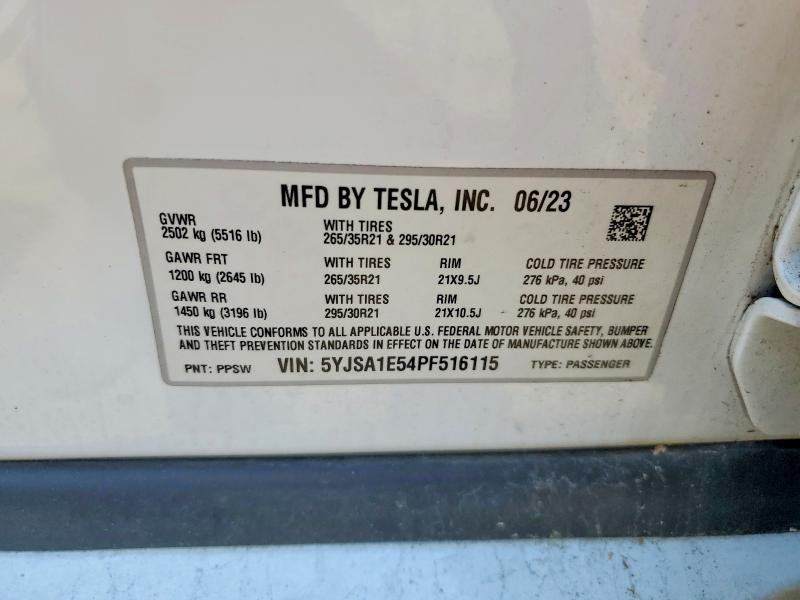 Продажа на аукционе авто 2023 Tesla Model S, vin: 5YJSA1E54PF516115, номер лота: 59117756