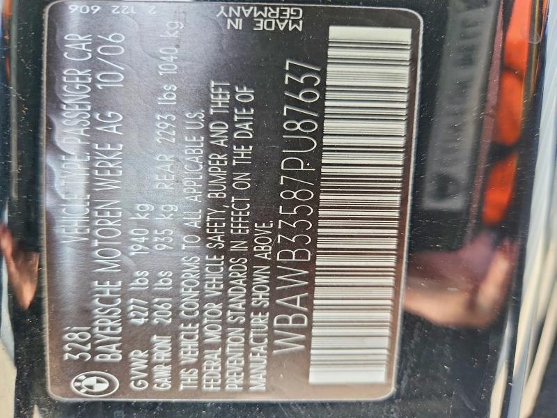 63029336 :رقم المزاد ، WBAWB33587PU87637 vin ، 2007 Bmw 328 مزاد بيع