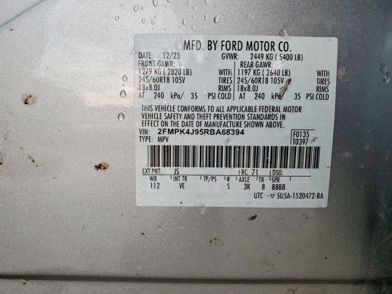 60326846 :رقم المزاد ، 2FMPK4J95RBA68394 vin ، 2024 Ford Edge مزاد بيع