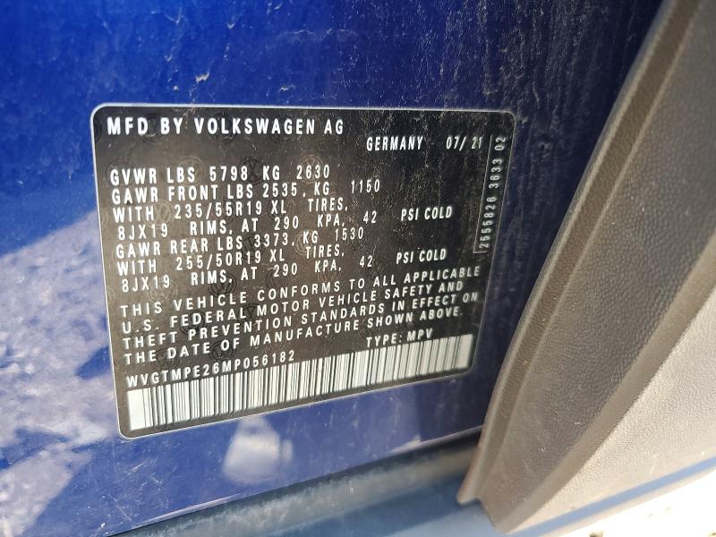 2021 Volkswagen Id.4 მანქანა იყიდება აუქციონზე, vin: WVGTMPE26MP056182, აუქციონის ნომერი: 60659896
