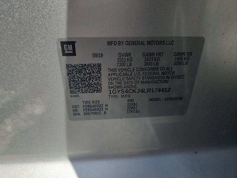 Продаж на аукціоні авто 2020 Cadillac Escalade, vin: 1GYS4CKJ4LR174412, номер лоту: 61022896