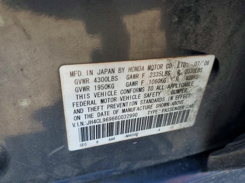 61694126 :رقم المزاد ، JH4CL96966C032990 vin ، 2006 Acura Tsx مزاد بيع
