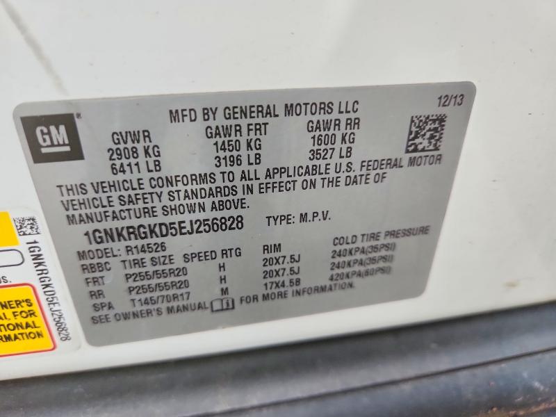 62607376 :رقم المزاد ، 1GNKRGKD5EJ256828 vin ، 2014 Chevrolet Traverse مزاد بيع