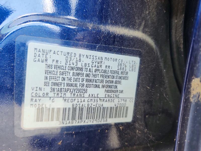 Продаж на аукціоні авто 2018 Nissan Sentra, vin: 3N1AB7APXJY290258, номер лоту: 60227386