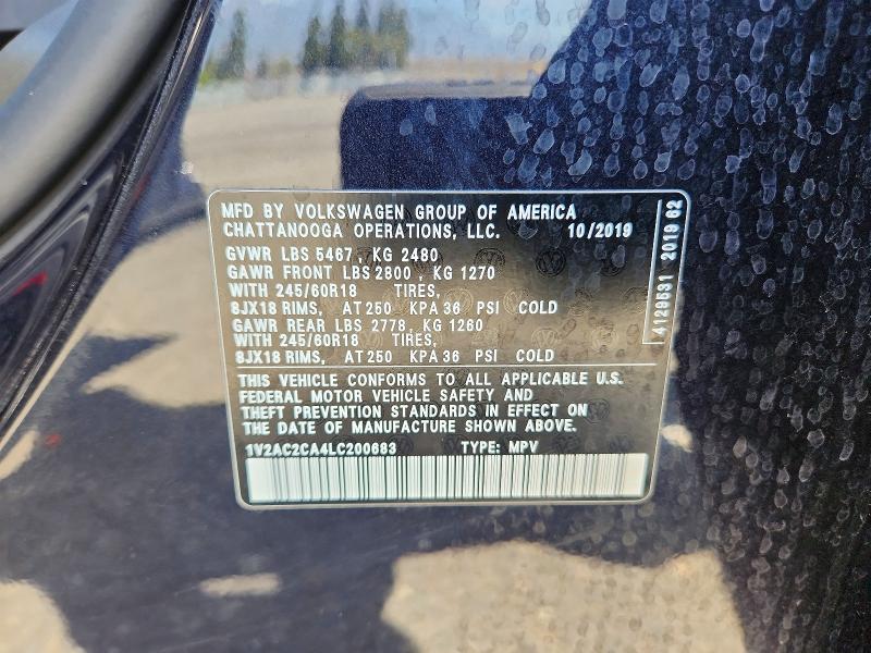 Продаж на аукціоні авто 2020 Volkswagen Atlas Cross Sport, vin: 1V2AC2CA4LC200683, номер лоту: 62538966