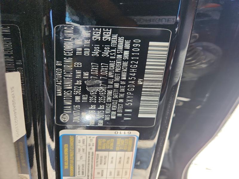 Aukcja sprzedaży 2017 Kia Sorento, vin: 5XYPGDA54HG211090, numer aukcji: 61952056