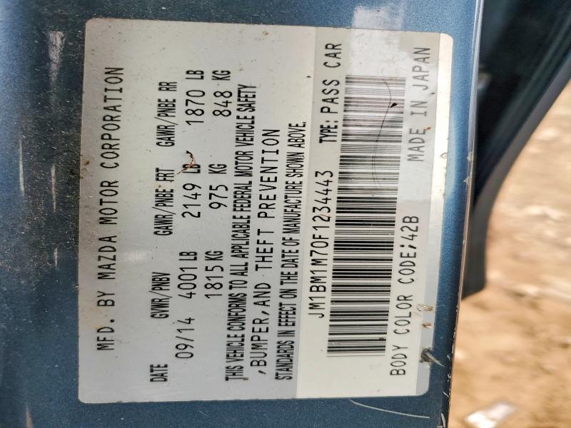 60574736 :رقم المزاد ، JM1BM1M70F1234443 vin ، 2015 Mazda 3 مزاد بيع