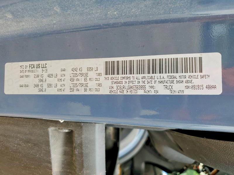 Aukcja sprzedaży 2019 Ram Promaster 3500, vin: 3C6URVJG0KE563955, numer aukcji: 60864776
