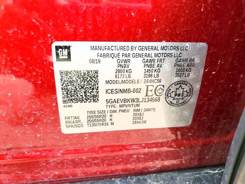 61718316 :رقم المزاد ، 5GAEVBKW3LJ134568 vin ، 2020 Buick Enclave مزاد بيع