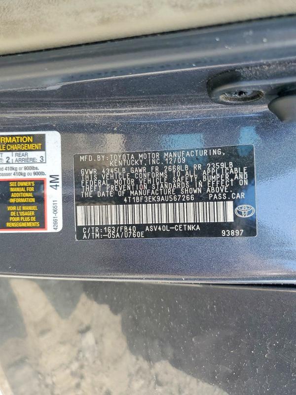62907456 :رقم المزاد ، 4T1BF3EK9AU567266 vin ، 2010 Toyota Camry مزاد بيع