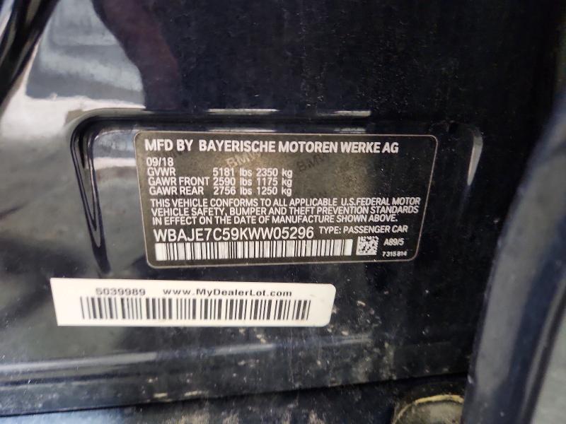 Aukcja sprzedaży 2019 Bmw 540, vin: WBAJE7C59KWW05296, numer aukcji: 61798006