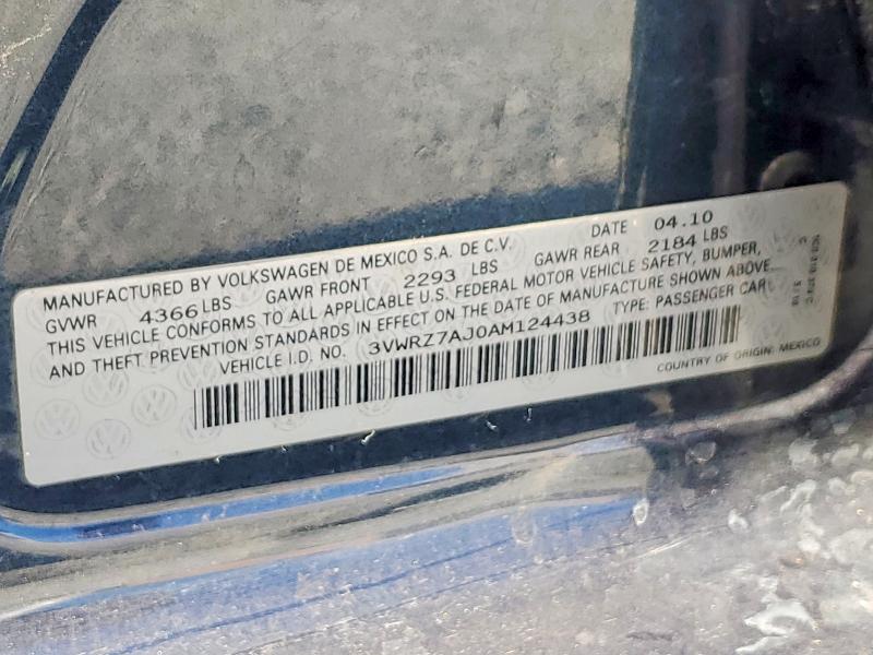 Aukcja sprzedaży 2010 Volkswagen Jetta, vin: 3VWRZ7AJ0AM124438, numer aukcji: 61057446