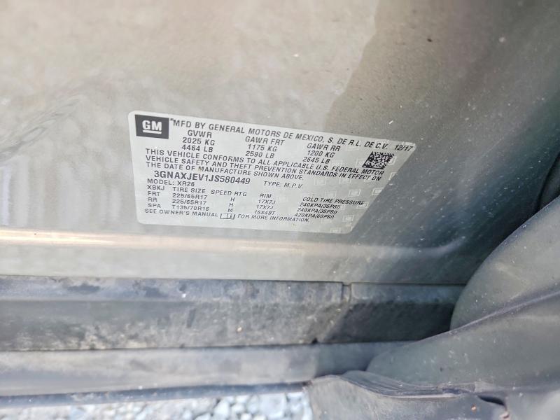 Aukcja sprzedaży 2018 Chevrolet Equinox, vin: 3GNAXJEV1JS580449, numer aukcji: 63119276